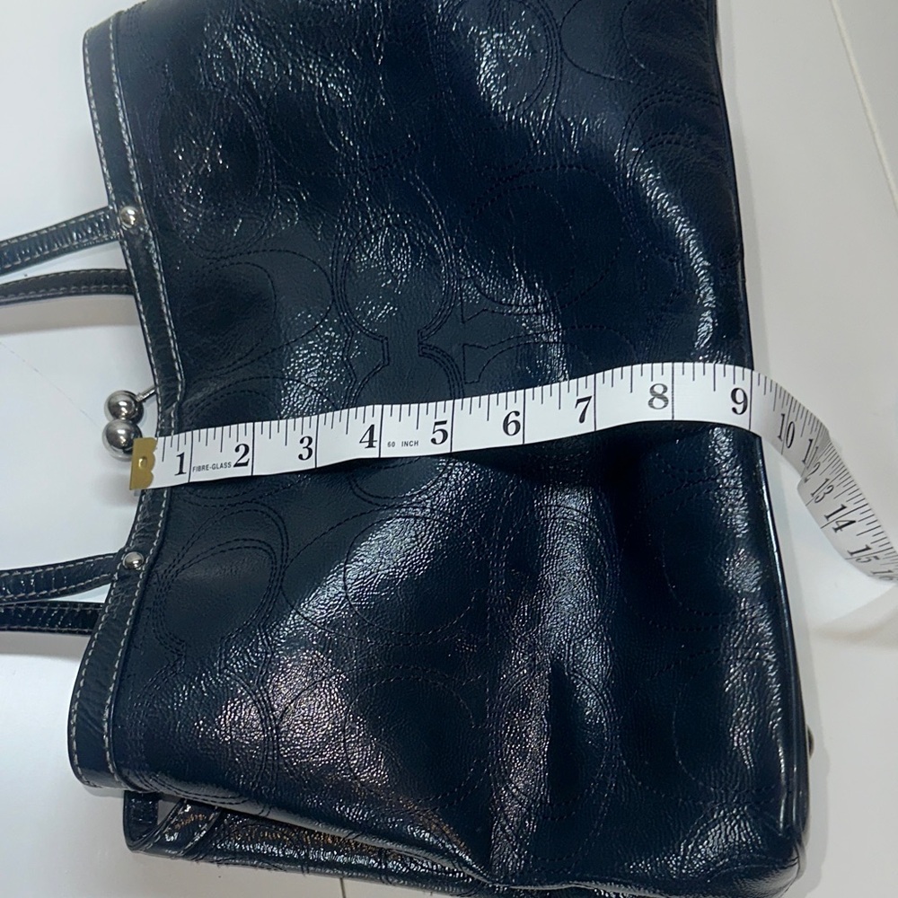 Coach Madison Navy Patent Leather Satchel Shoulder Bag - Picture 6 of 15
